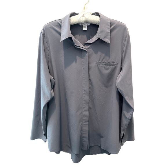 Athleta Tops - ATHLETA | Urbanite Button Front Shirt Top Gray Long Sleeve Stretch | Large